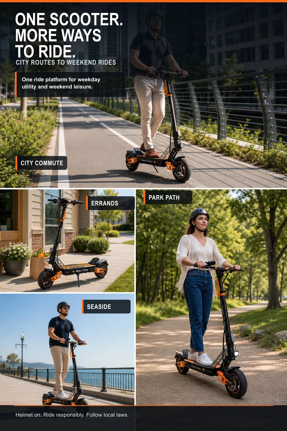 1000W Adult Electric Scooter, 48V 18.2Ah Battery, Up to 34 MPH, 34 Miles Range, 10" Tires, Foldable Commuter Scooter