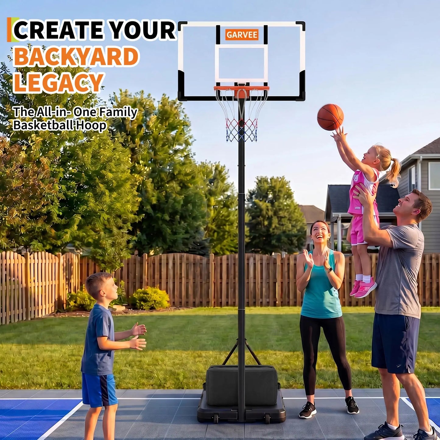 Portable Adjustable Basketball Hoop For Kids Adults 10FT Outdoor Indoor With Backboard Net Large Base Wheels Driveway Pool