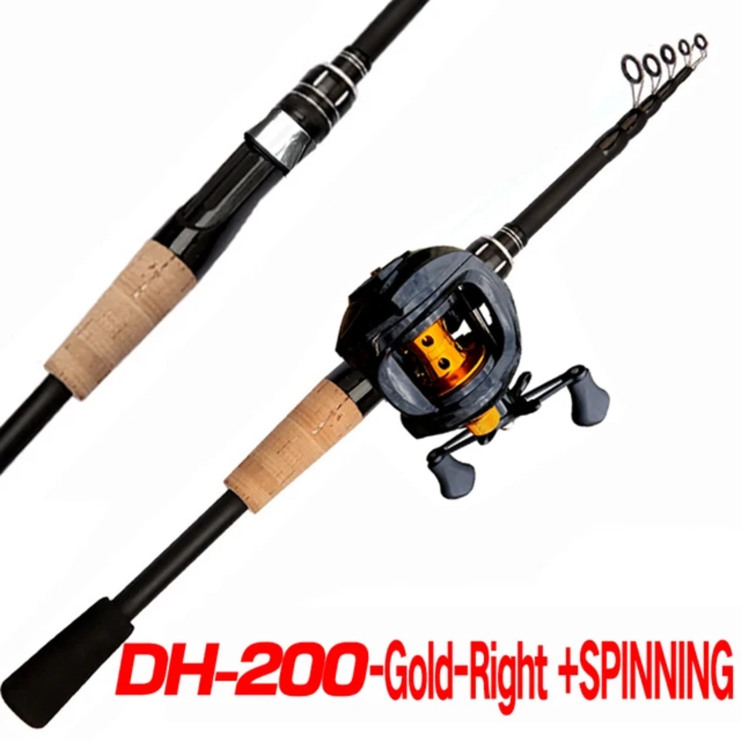 8-25g Lure Weight Baitcast Fishing Rod and Reel Combo Set 1.8-2.4m Telescopic Rods and Metal Spool Fishing Reels  Bass Pesca