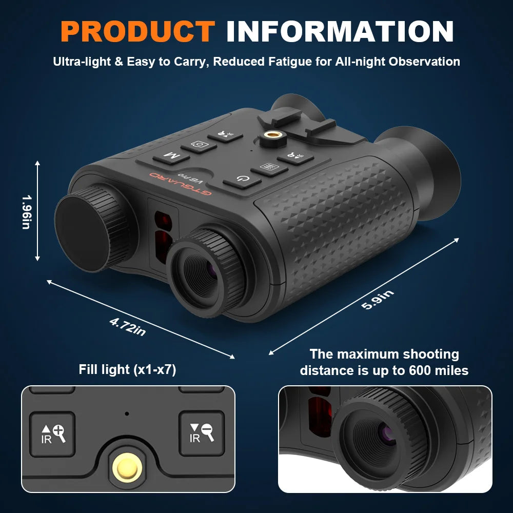 Night Vision Binocular 4K 8X Digital Zoom Nightvision Goggles Head Mounted IR Digital Telescope Built-in Diastimeter For Hunting