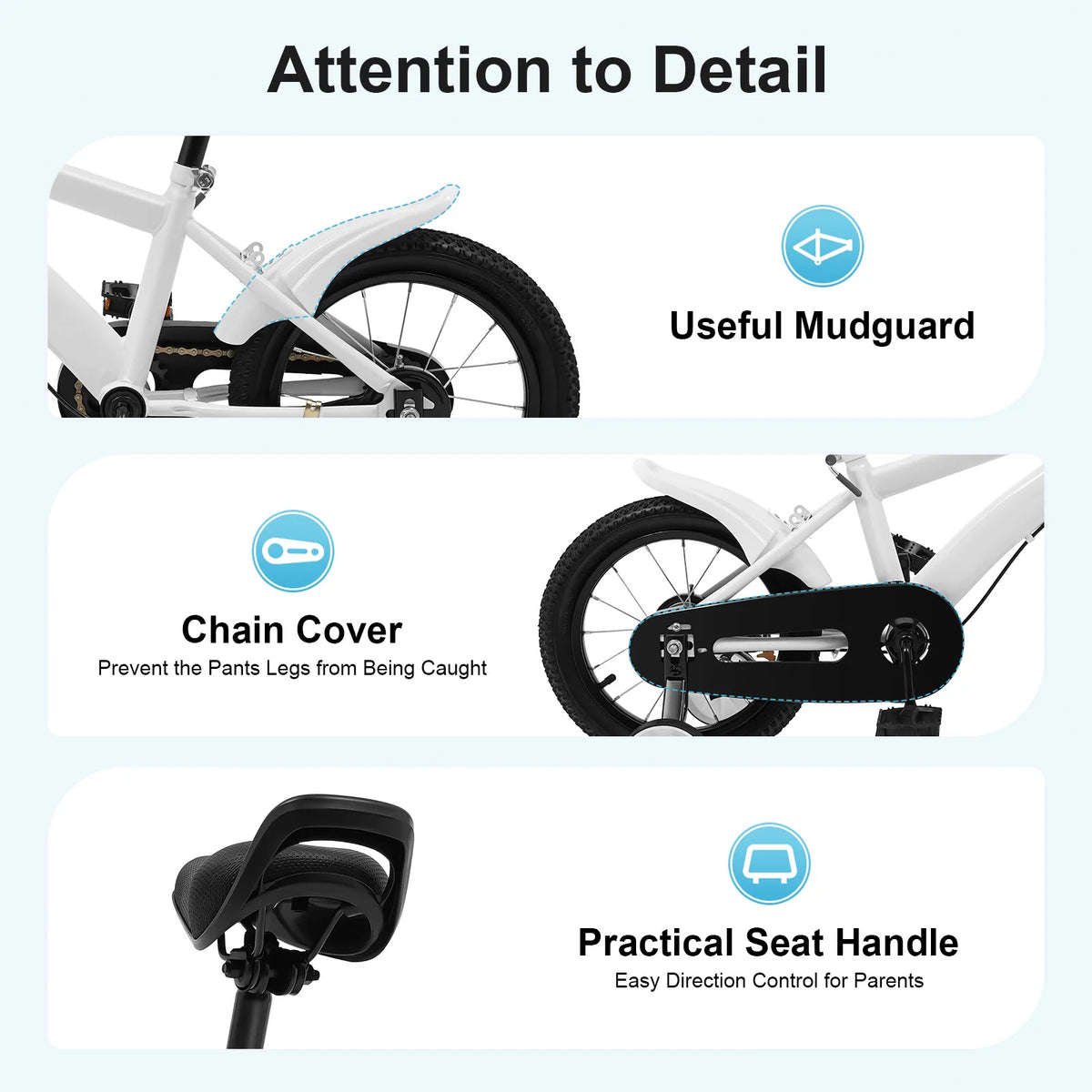 14 Inch Kids Bike w/ Training Wheels, Adjustable Seat Height Dual Brakes Children's Bicycle Kids Learning Bicycle for Boys Girls
