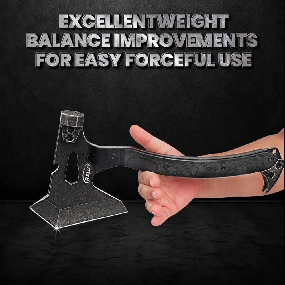 Tactical Axe with G10 Handle Camping Survival Hatchet, Multifunctional Hiking Outdoor Heavy Duty Full Tang Tomahawk Tools