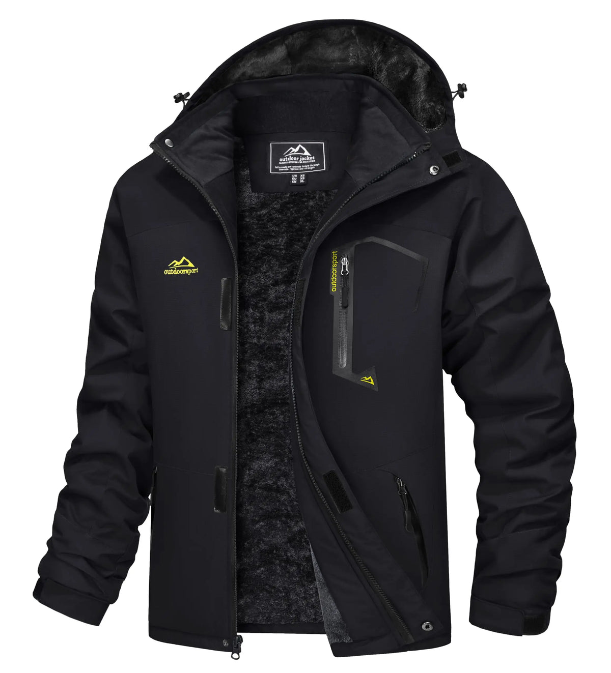 Men's Water-Resistant Ski Jacket Winter Fleece Lined Snow Coat Warm Windproof Outdoor Jacket