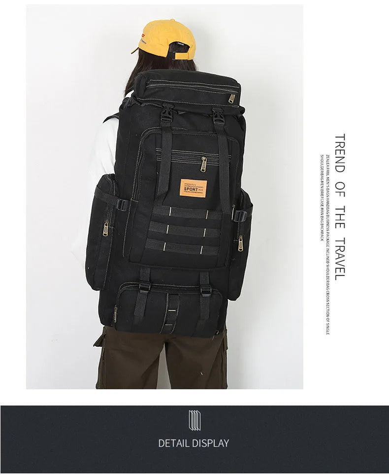80L Backpack 600D Nylon Waterproof Trekking Hunting Bags Outdoor Rucksacks Outdoor Training Molle Knapsacks