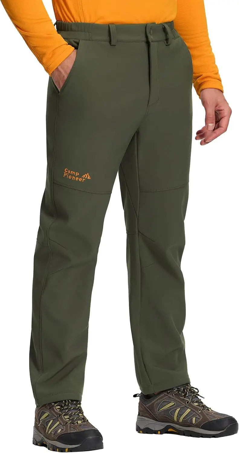 Pioneer Camp Men's Fleece Lined Hiking Pants Insulated Waterproof Softshell Winter Warm Work Snow Ski Pants Snowboard