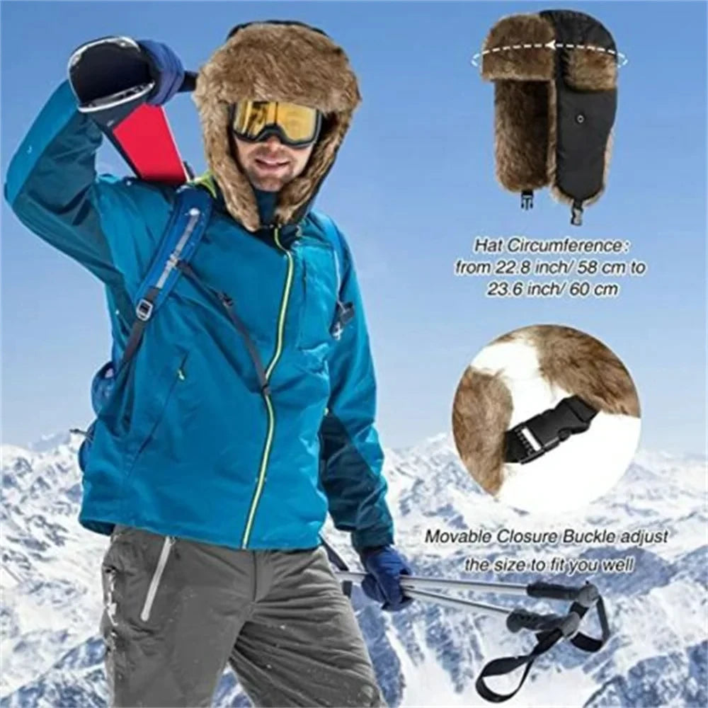 Men's Winter Trapper Aviator Trooper Earflap Waterproof Ski Hat Bomber Cap Warm Ear Protectors