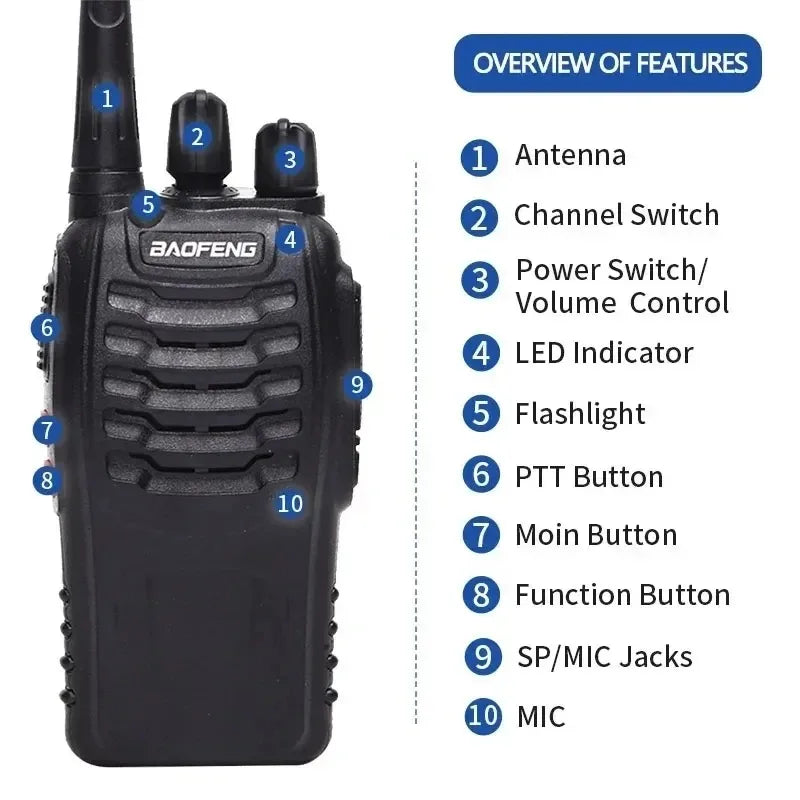 Baofeng 6/8Pcs BF 888S Walkie Talkie UHF 400 470MHz Long Range Two Way Ham Radios Transceiver for Hunting Hotel