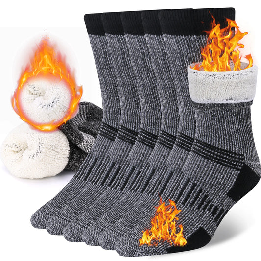 3 Pairs Men Women Merino Wool Crew Socks Thickened Thermal Socks Outdoor Hiking Running Sports Large