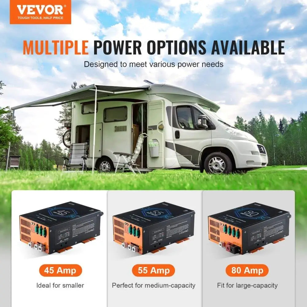 RV Converter 80 Amp 110V AC to 12V DC RV Power Converter Battery Charger