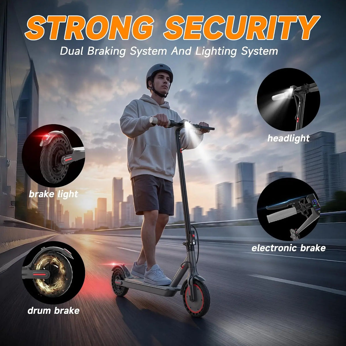 8.5'' Electric Scooter for Adults, Folding E Scooter with 350W Motor 19Mph Top Speed, Max 19-23 Miles Long Range Commuting Scooters with Dual Brakes System, APP Control