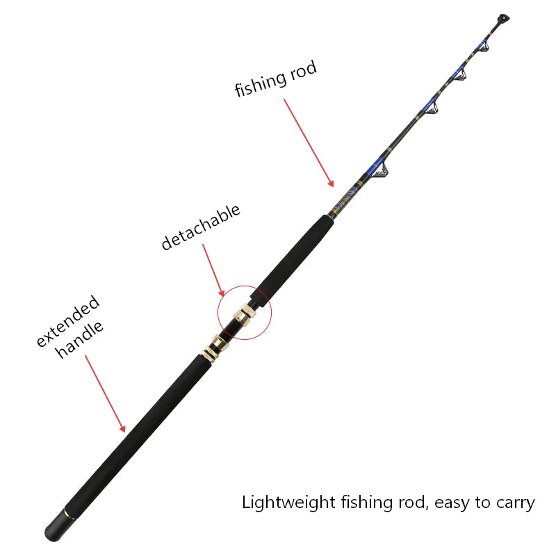 Fishing Trolling Rod,, Fishing Big Game Trolling Rod 5'6 with 4+1 Roller Guides，Detachable sea fishing rod