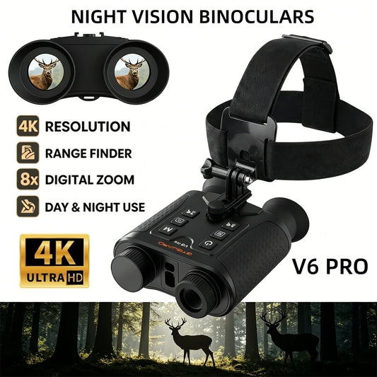 Night Vision Binocular 4K 8X Digital Zoom Nightvision Goggles Head Mounted IR Digital Telescope Built-in Diastimeter For Hunting