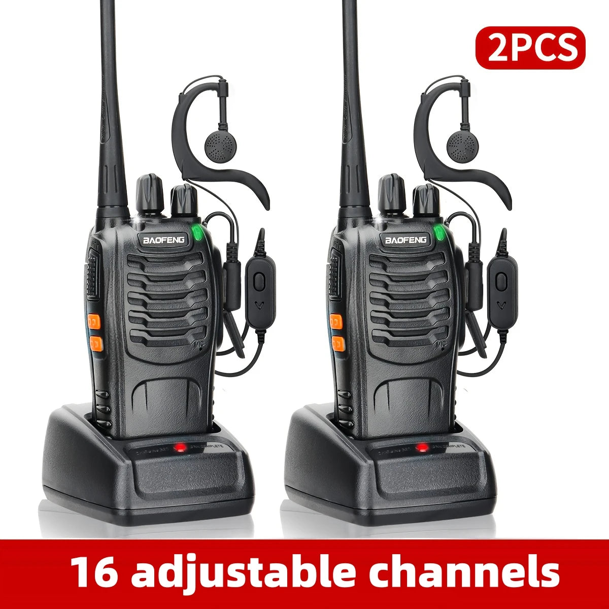 Baofeng Long Range Walkie Talkies for Adults with Earpieces, 16 Channel Rechargeable Handheld Two Way Radio Walky Talky with Flashlight VOX for Adventure Family Camping Hiking Skiing Cruise