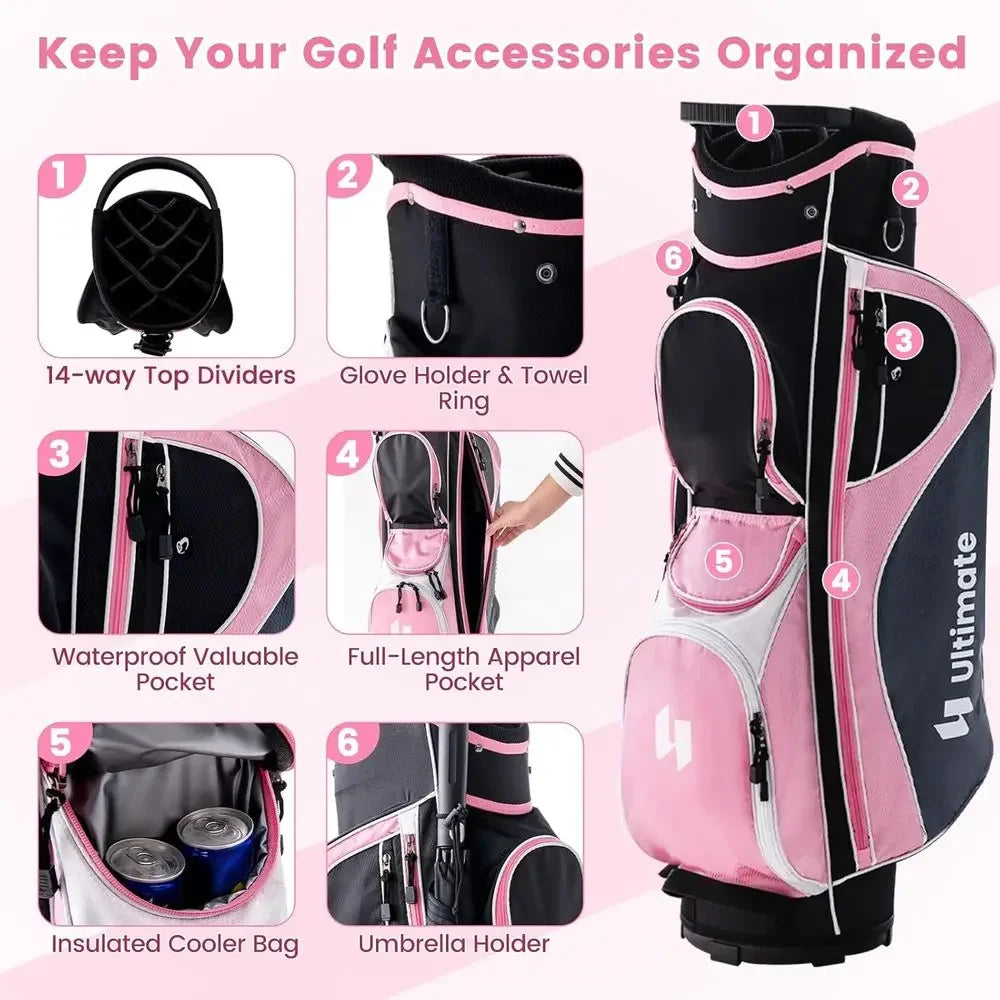 Ladies Golf Club Set, 9/11 Pieces, 460cc Driver, 3 Wood, Hybrid, Irons 6-9, Putter