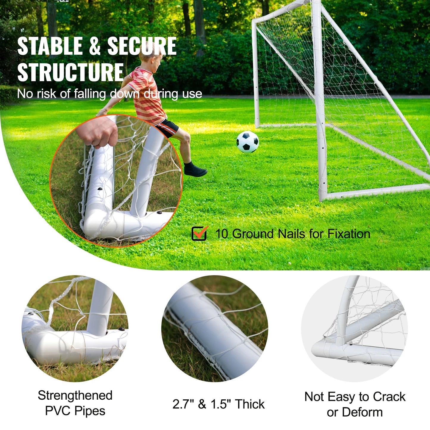 SucceBuy 12x6FT Portable Soccer Goal Soccer Net 1 Pack For Adults Kids Training All-Weather Outdoor Soccer Goals with Carry Bag