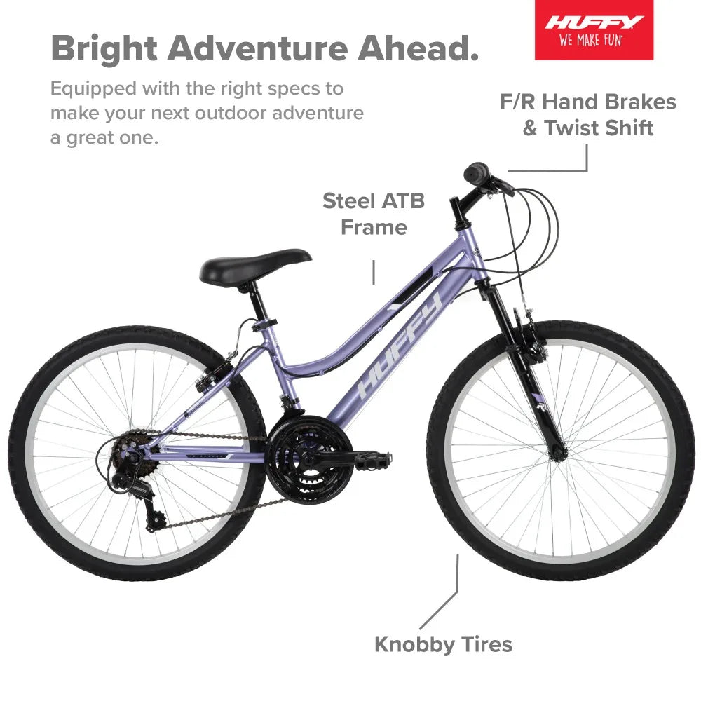 New Huffy Rock Creek Mountain Bike 24" Wheels Adults Ages 13+ Purple Lilac
