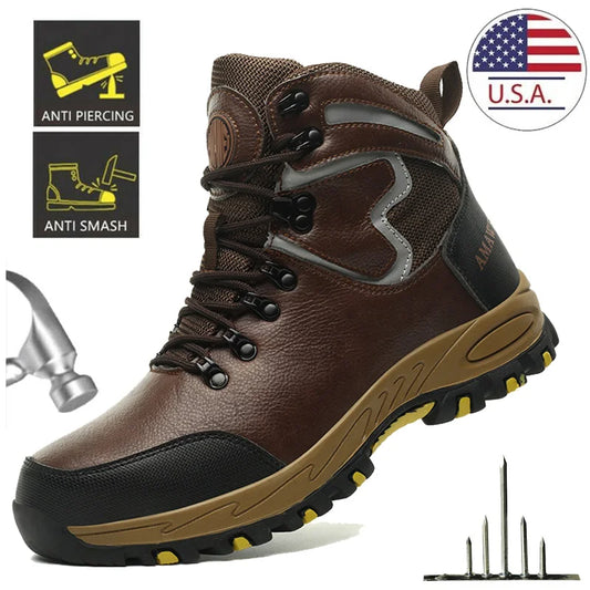 Widen Safety Boots Men Work Shoes Climbing Boots Steel Toe Anti-smash Anti-puncture Safety Shoes