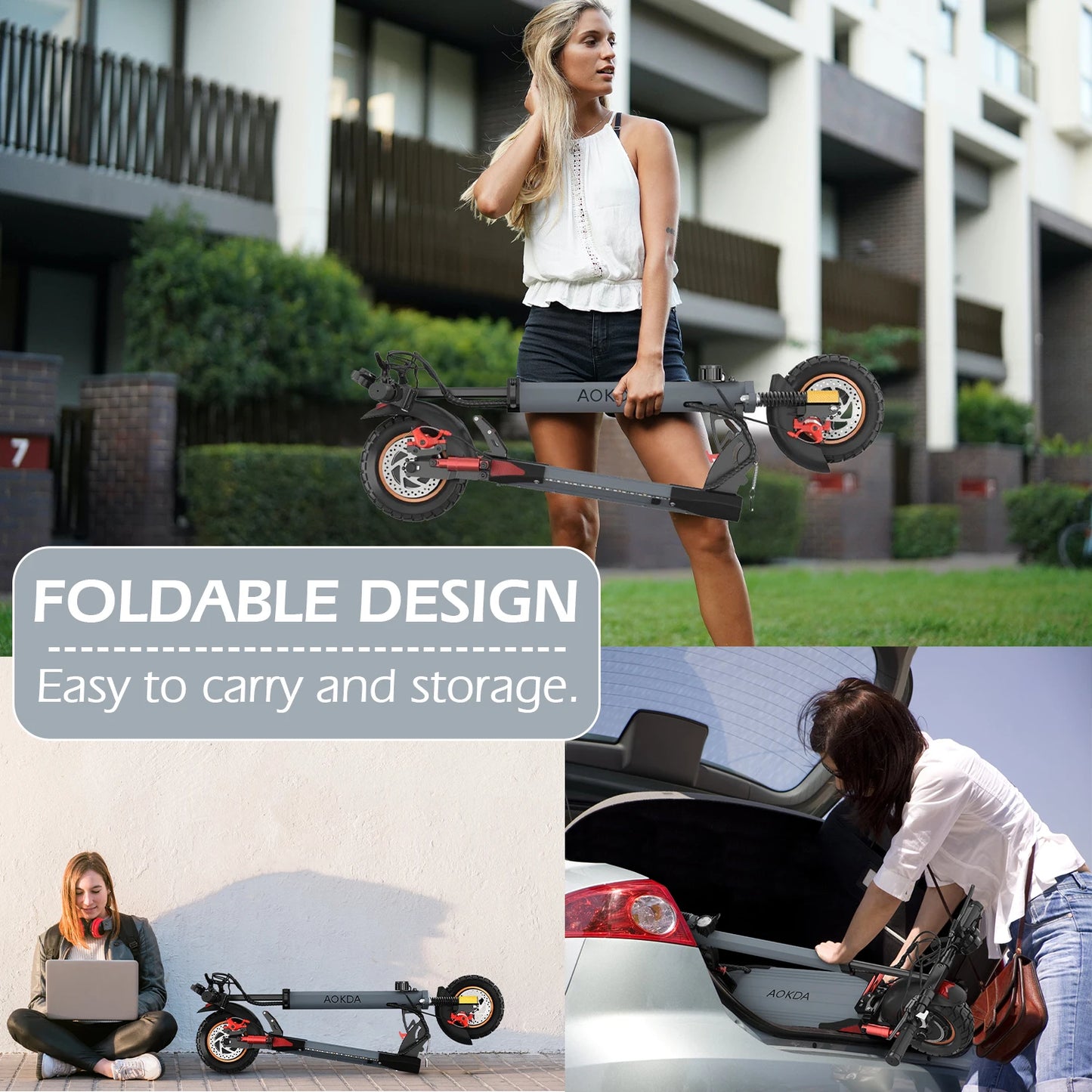 Scooters Electric 800W Peak Power 48V12.5AH Battery City Transportation Electric Scooter 10-inch All-terrain Tire Fold EScooters