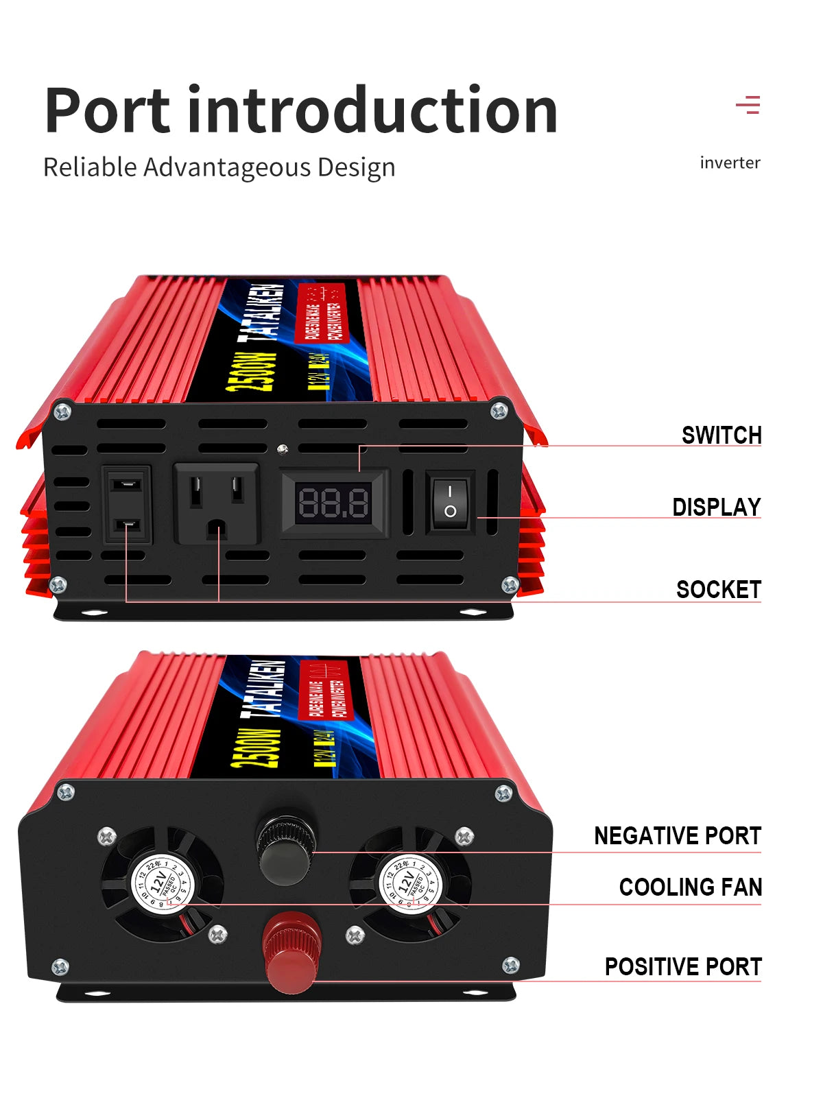 1600w-4500W 12V/24V to AC 110V 60Hz Pure Sine Wave Inverter Car Power Transformer  Voltage Portable  Converter with LED Display