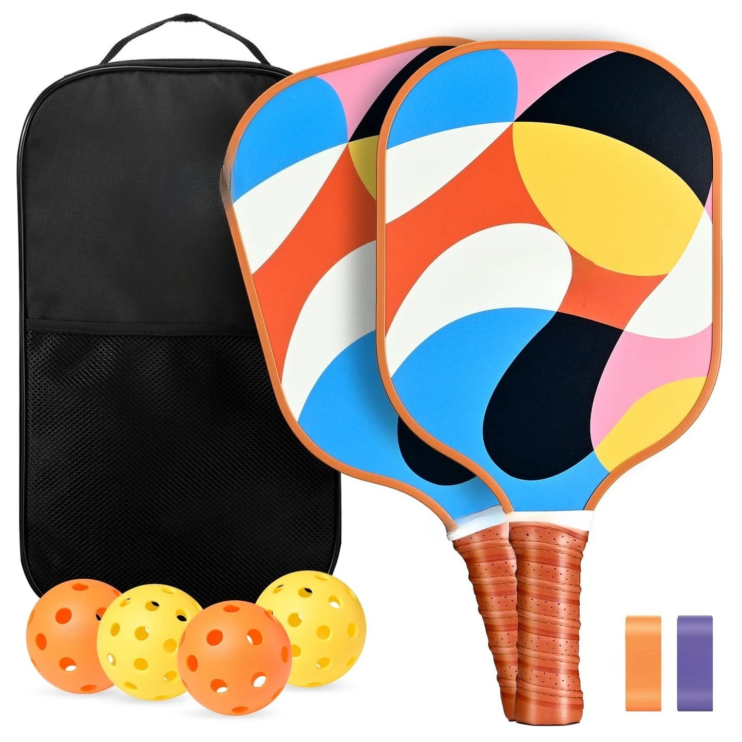 2 Pack 4 Pack USAPA Approved Fiberglass Pickleball Paddles Set With Polypropylene Honeycomb Core Lightweight Rackets Equipped With Pickleball Balls And Storage Carry Bag For Beginners Men Women Indoor Outdoor Court Training R
