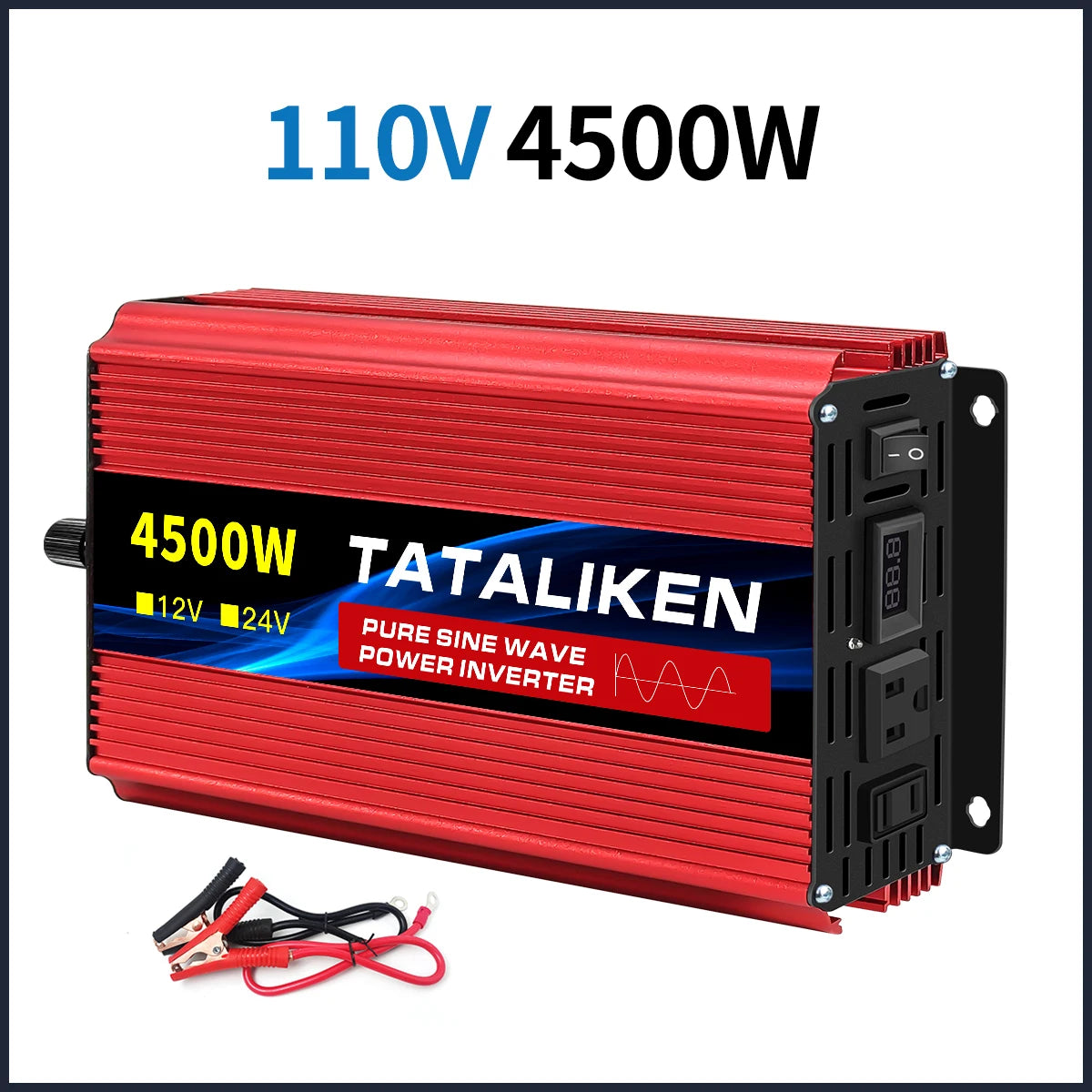 1600w-4500W 12V/24V to AC 110V 60Hz Pure Sine Wave Inverter Car Power Transformer  Voltage Portable  Converter with LED Display