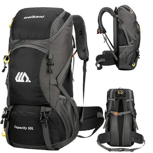 50L Travel Backpack Camping Men Large Hiking Bag Tourist Rucksack Waterproof Outdoor Sports Climbing Mountaineering