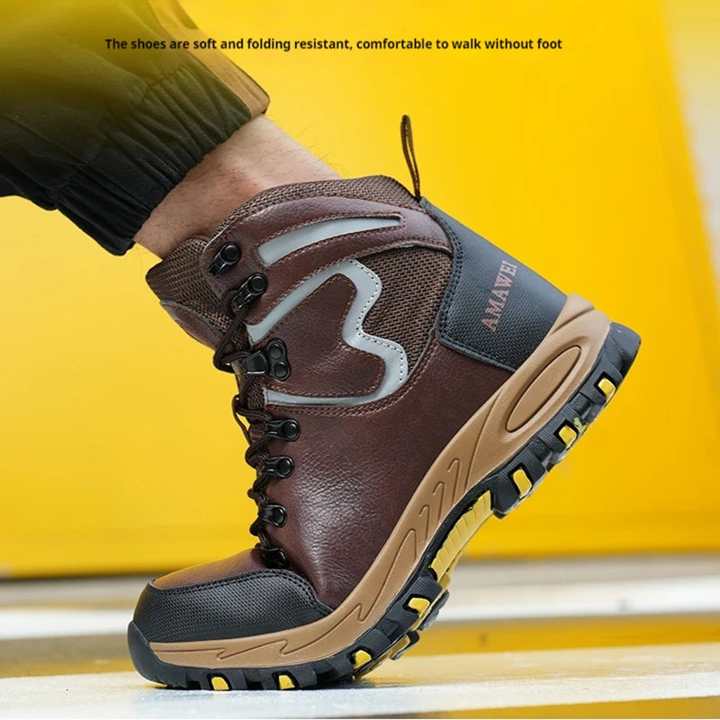 Widen Safety Boots Men Work Shoes Climbing Boots Steel Toe Anti-smash Anti-puncture Safety Shoes