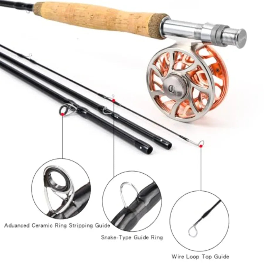Fly Fishing Rod and Reel Combo 5 6 Weight Lightweight Portable Starter Package for Beginner and Experienced Anglers