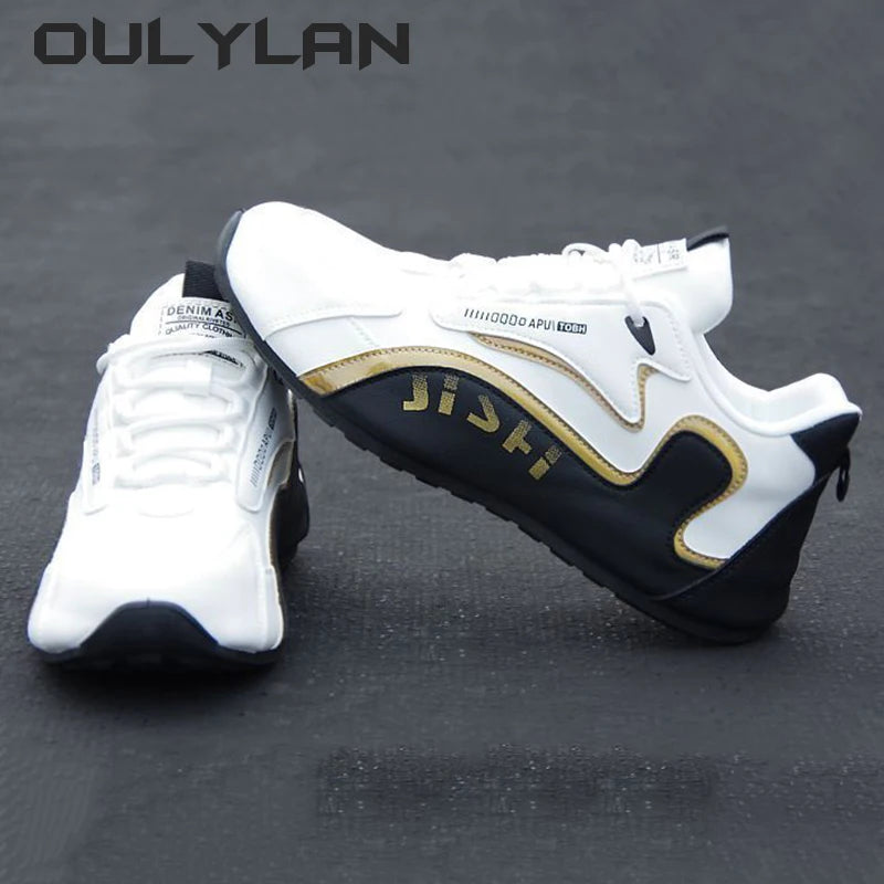 Men's Leather Shoes Fashion Mens Sneakers Leather Face Sports Running Shoes