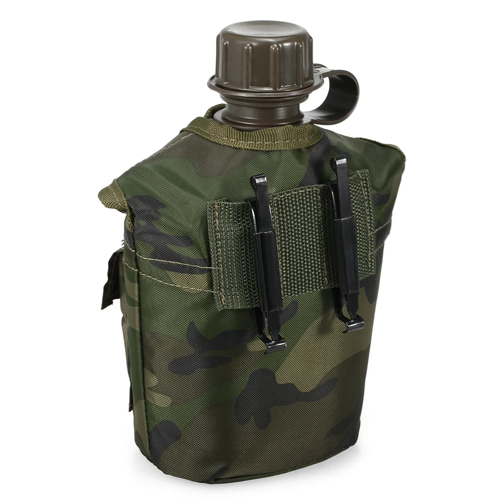 1L Outdoor Military Canteen Bottle Camping Hiking Backpacking Survival Water Bottle Kettle with Cover