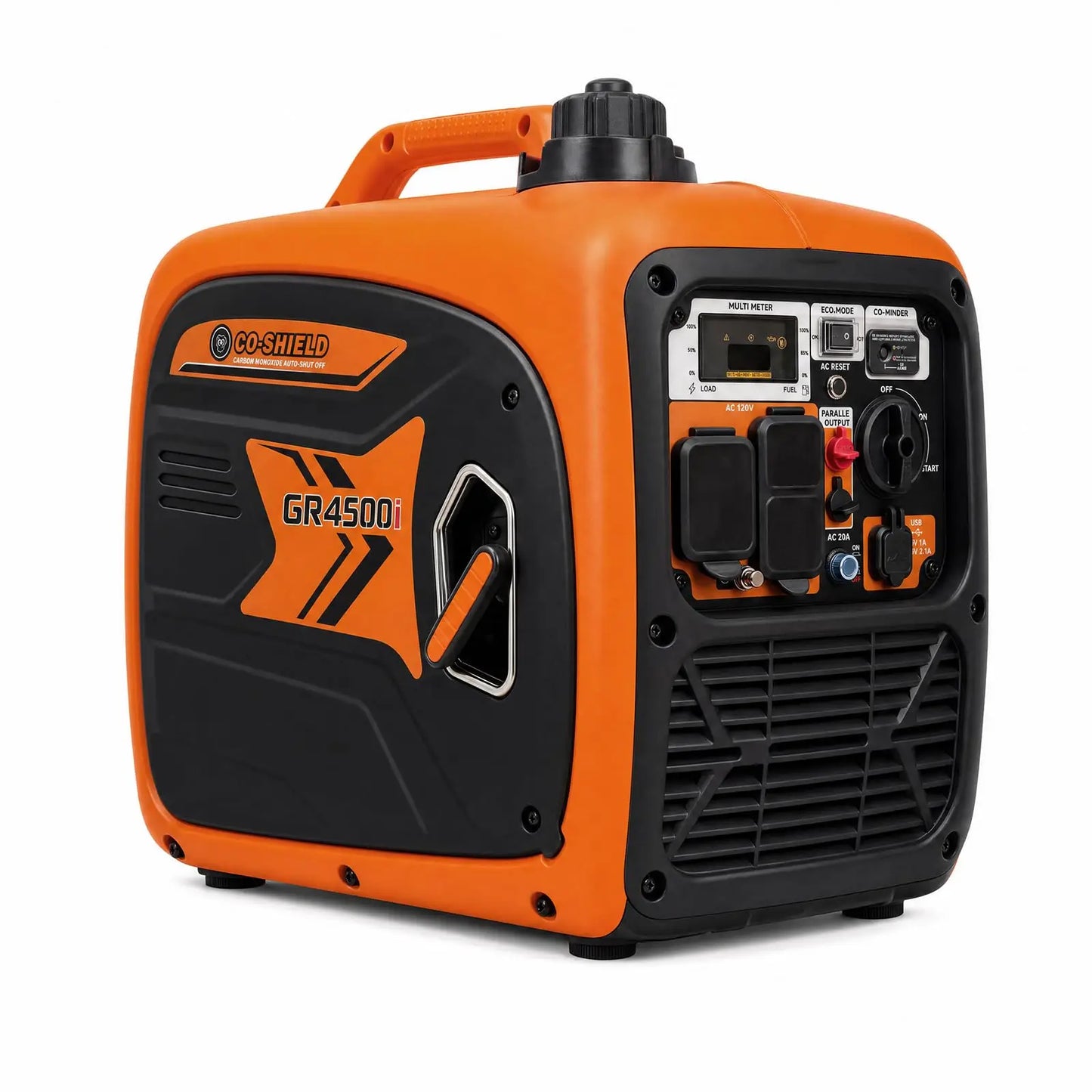 4500W Portable Inverter Generator Gas Powered For Home Camping RV Quiet CO Sensor USB Ports 1.59Gal Tank RV Ready