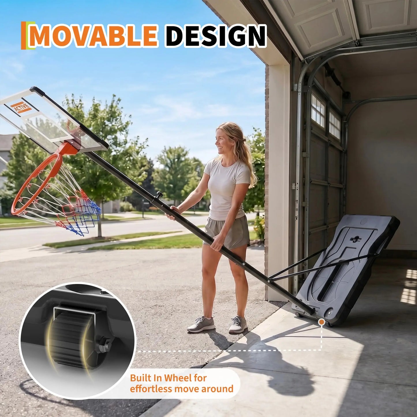 Portable Adjustable Basketball Hoop For Kids Adults 10FT Outdoor Indoor With Backboard Net Large Base Wheels Driveway Pool