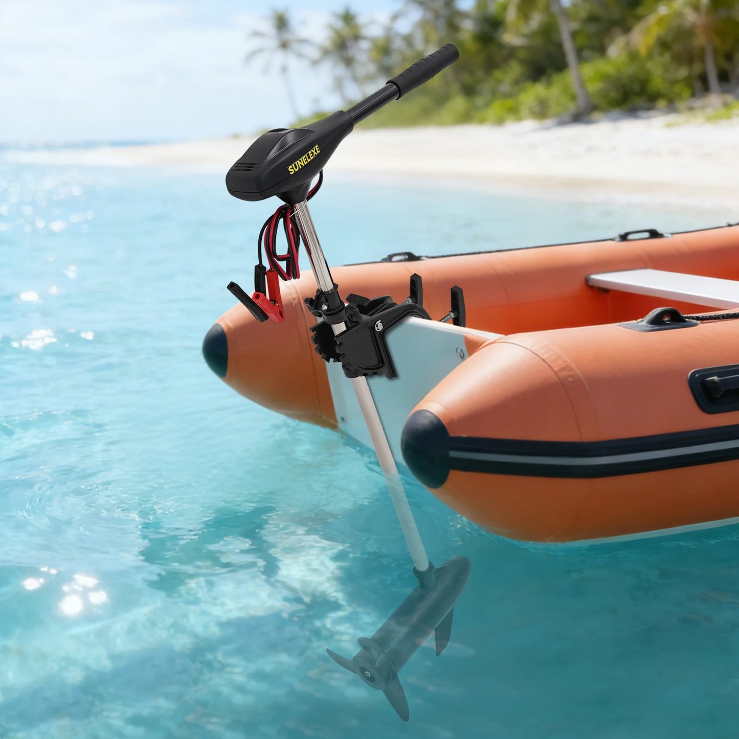 Powerful 40lb Thrust Electric Trolling Motor, 5 Forward Speeds, Adjustable & Durable for Fishing & Inflatable Boats