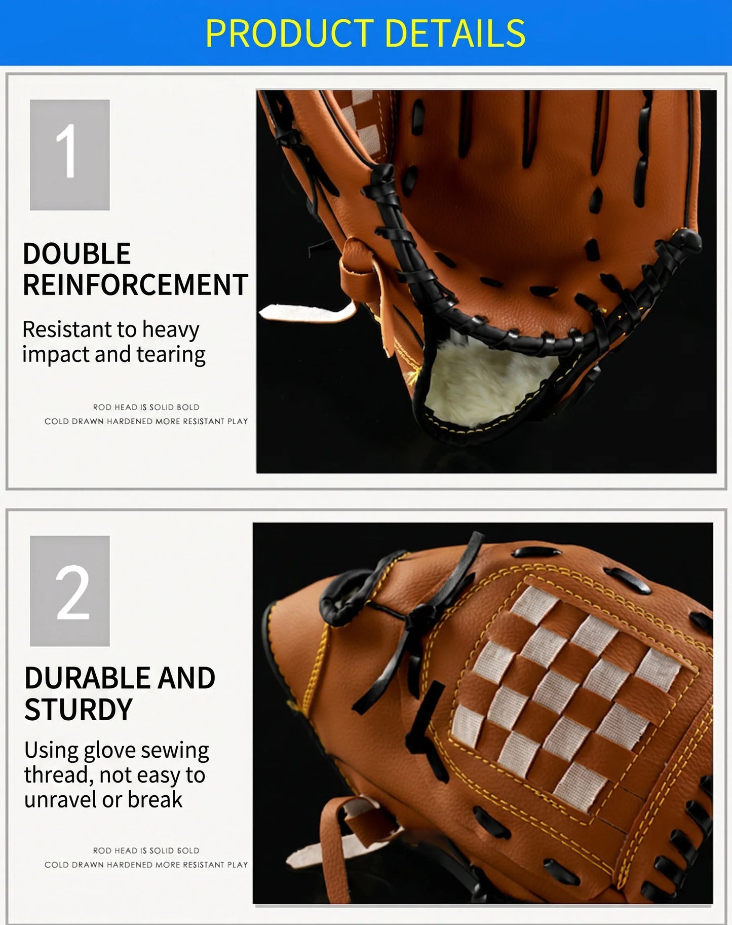 PU Baseball Glove for Kids Adults 9.5–12.5 Inch Youth Adult Softball Catcher Mitt with Reinforced Stitching & Comfort Padding