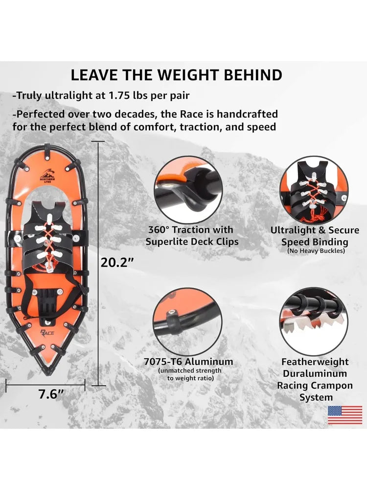 Racing Snowshoe with Speed Binding for Men and Women, Choose from Five Colors