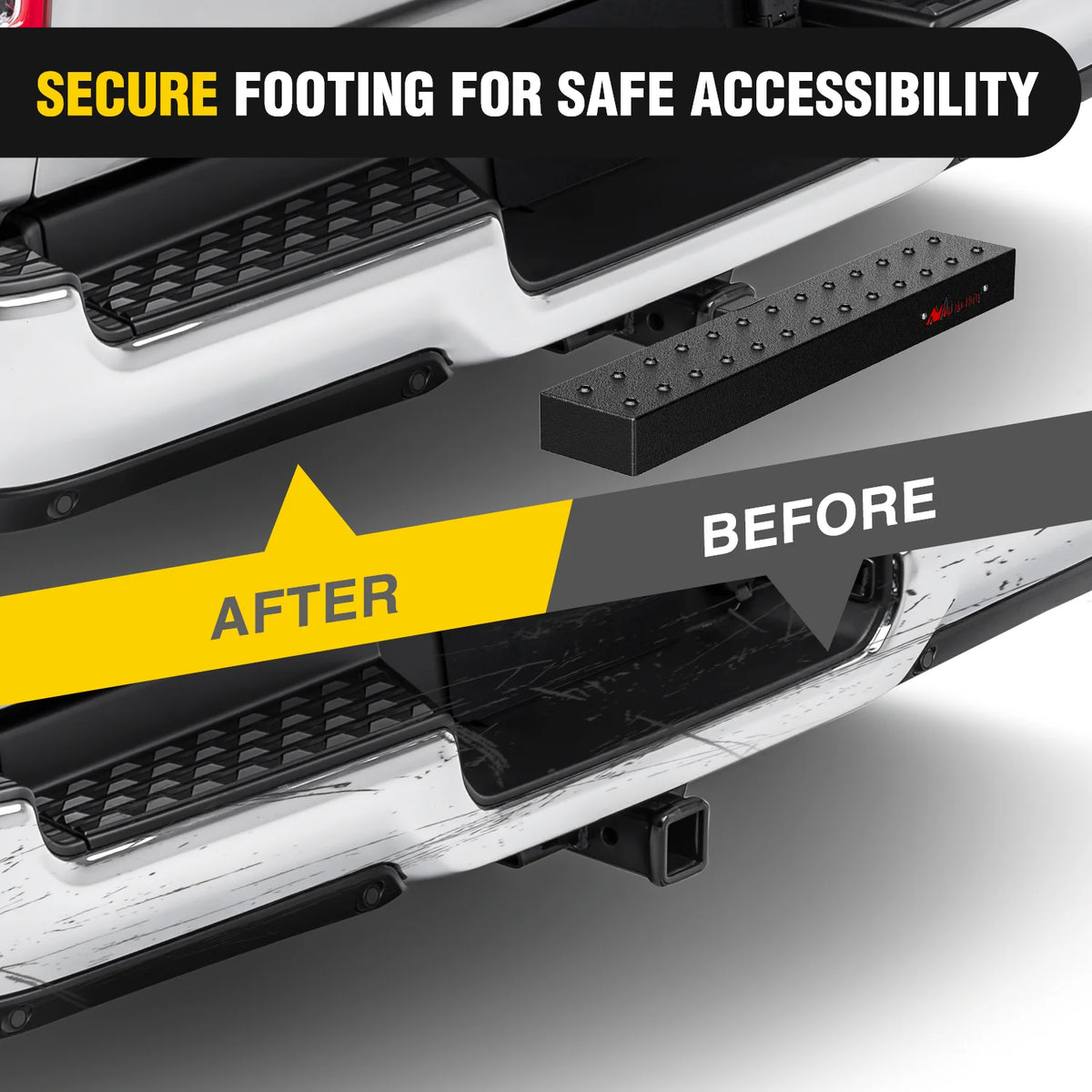 Nilight Hitch Step with 2" Hitch Receiver Rear Bumper Guard Protector 23.5 Inch with 5/8" Hitch Pin Clip Upgraded Textured Black Anti Slip Hitch Step Bar for Pickup Truck Car SUV
