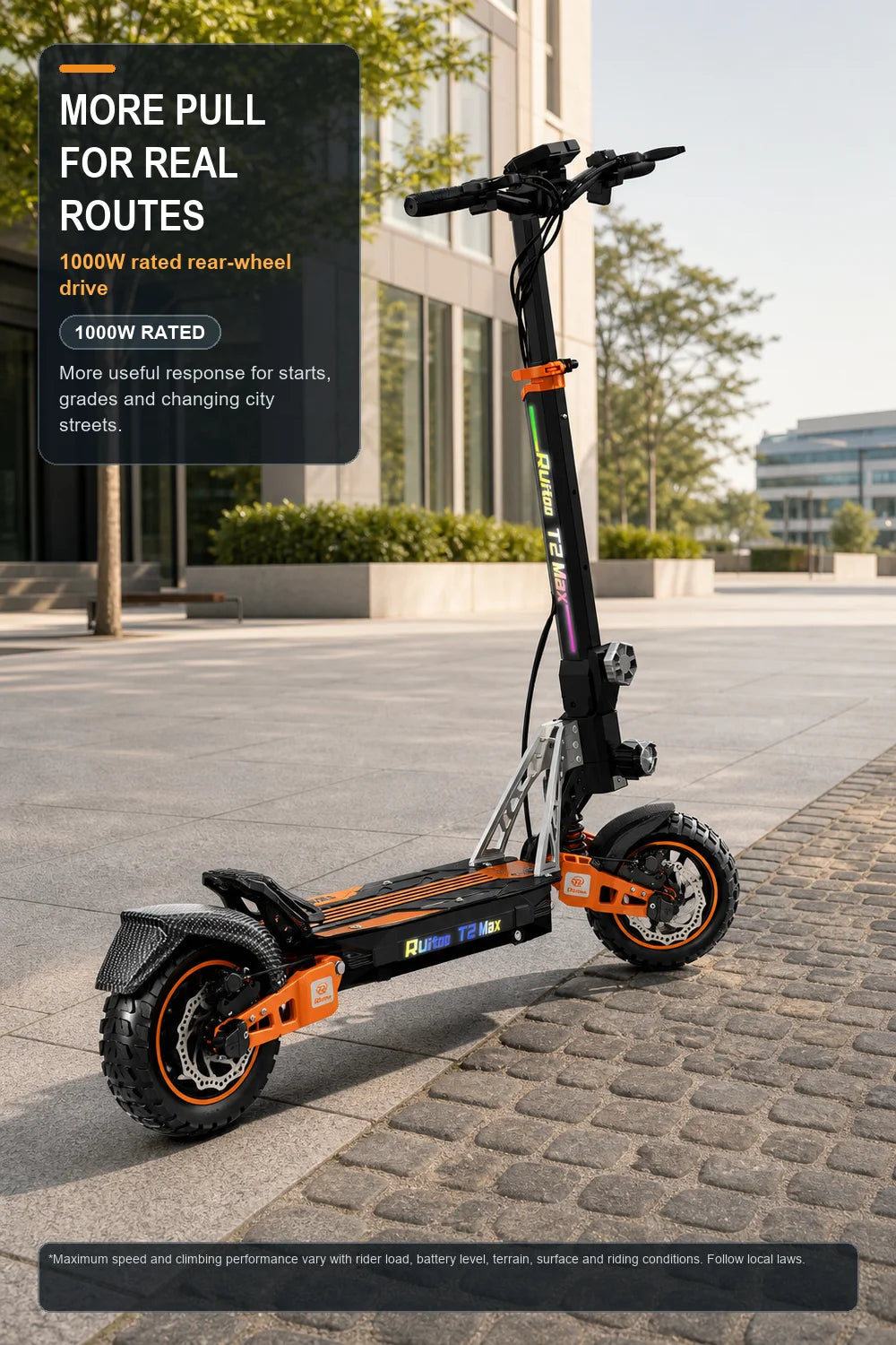 1000W Adult Electric Scooter, 48V 18.2Ah Battery, Up to 34 MPH, 34 Miles Range, 10" Tires, Foldable Commuter Scooter