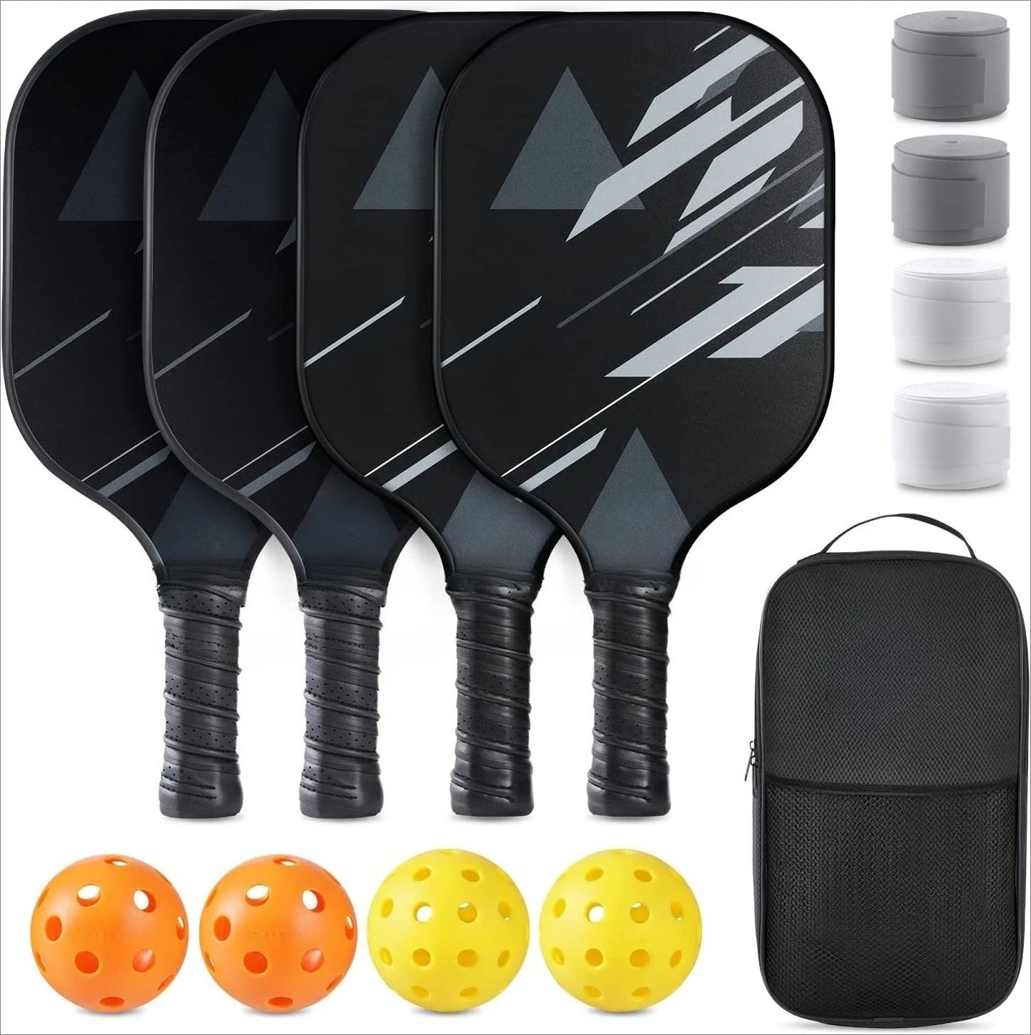 2 Pack 4 Pack USAPA Approved Fiberglass Pickleball Paddles Set With Polypropylene Honeycomb Core Lightweight Rackets Equipped With Pickleball Balls And Storage Carry Bag For Beginners Men Women Indoor Outdoor Court Training R