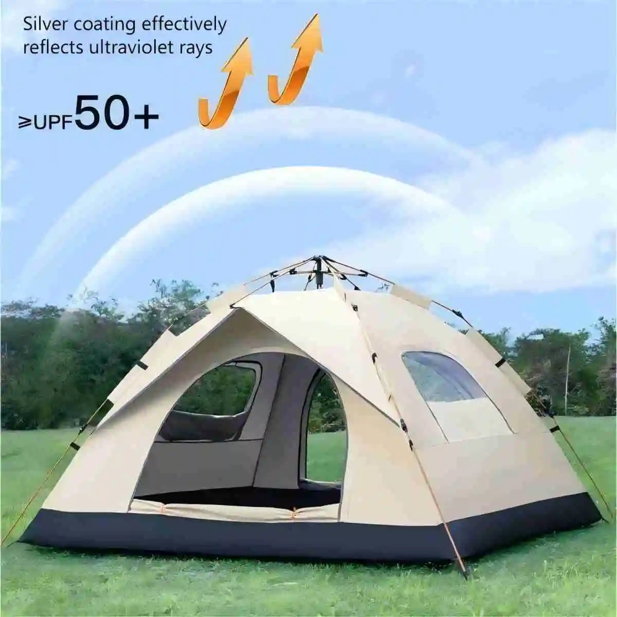 Outdoor shelter Sunshade Self-driving Travel Camping Tent Two doors and two windows