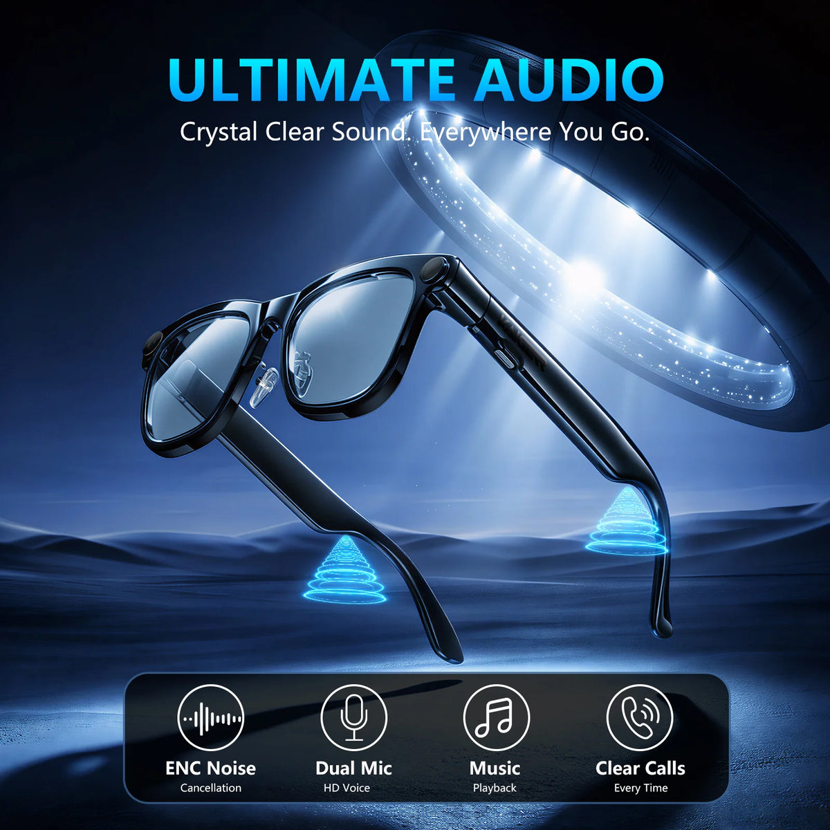 KAIGERR 300mAh Smart Glasses 4K 1300W Pixels Camera Video Recording AI Photo Recognition Bluetooth Call Voice Translation Men Women Sunglasses Smart Devices