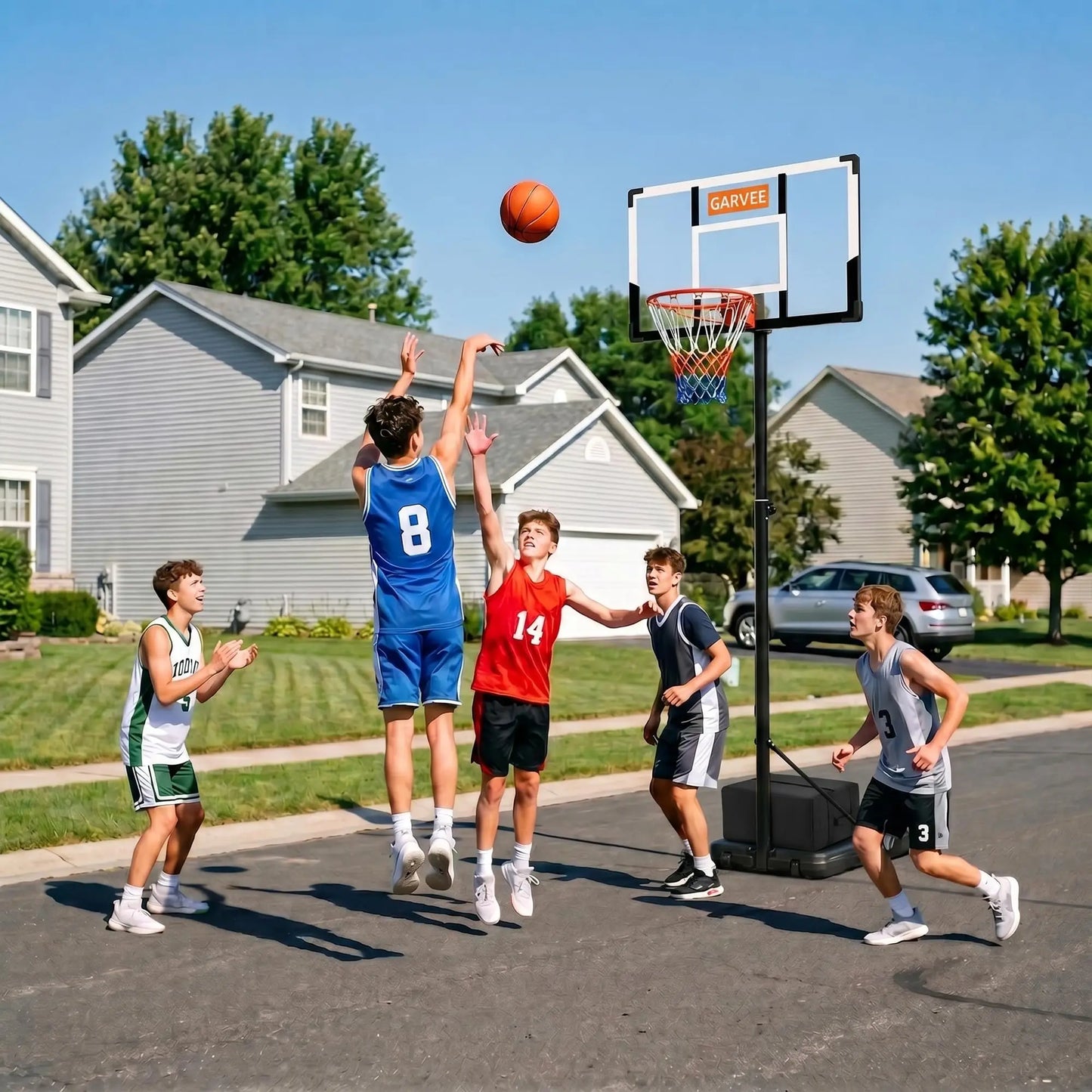 Portable Adjustable Basketball Hoop For Kids Adults 10FT Outdoor Indoor With Backboard Net Large Base Wheels Driveway Pool