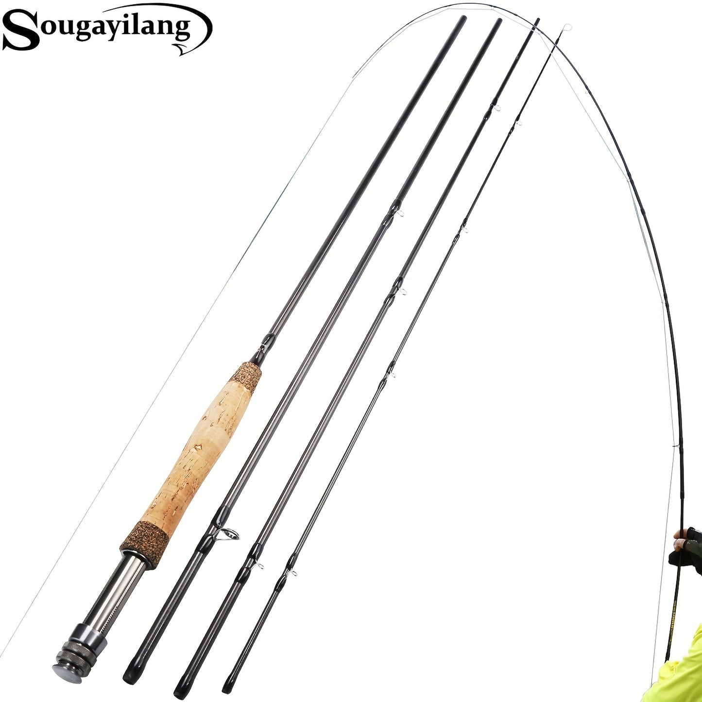 5/6WT Graphite Fly Fishing Rod - Ultra-Lightweight & Portable 4-Piece Design - Ideal Starter Kit for Anglers On-The-Go